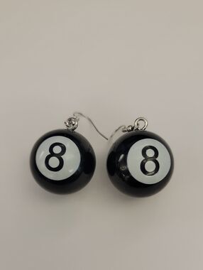 Black 8-Ball Drop Earrings - Novelty Women’s Jewelry